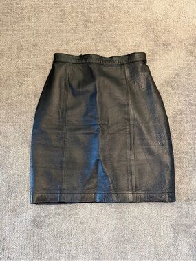 🔥 VTG 90s Wilsons Suede & Leather Black Genuine Leather High Waist Skirt 6